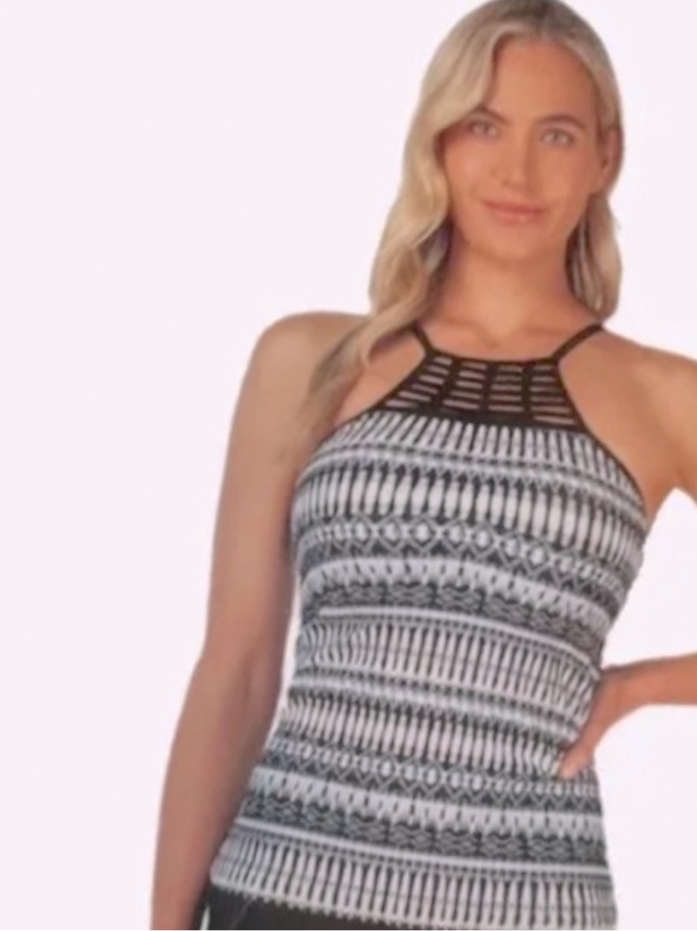 NWT Free Country High Neck Caged Tankini Top